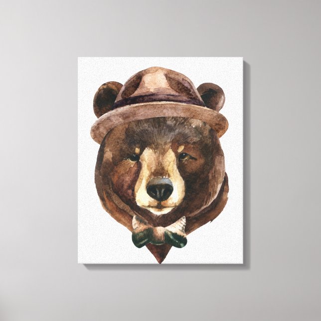 Lienzo Moda del oso acuarela (Anverso)