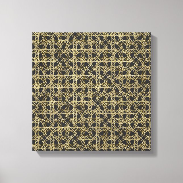 Lienzo Moda Glam Moderna Gris/Rasguño Dorado Oscuro (Anverso)