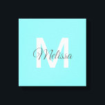 Lienzo moda moderada monograma minimalista turquesa agua<br><div class="desc">moda moderna minimalistas accesorios abstractos de hogar azul turquesa y azul turquesa. decoración de vivero en tonos turquesa.</div>