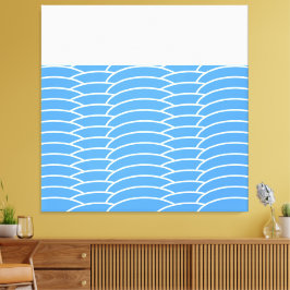 Lienzo Moda Moderno Cielo Blanco Azul Azulejos Olas Art D