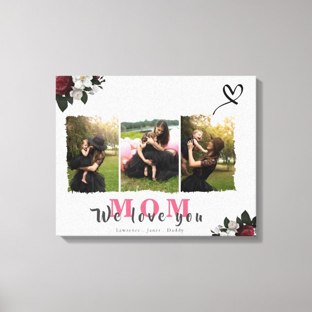 Lienzo Moda Monograma 3 Familia Madre Collage de fotos (Anverso)