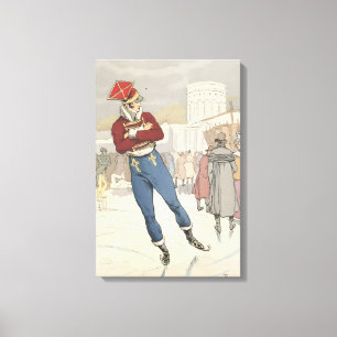 Lienzo Moda parisina de patinaje sobre hielo vintage 1898