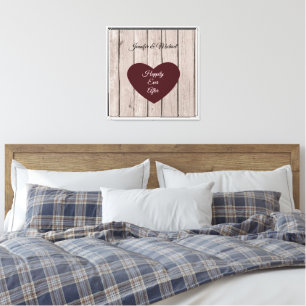 Lienzo Moda Rustic Faux Wood Heart Boda
