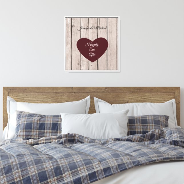 Lienzo Moda Rustic Faux Wood Heart Boda (Insitu(Dormitorio))
