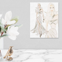 Lienzo Modelo de moda de acuarela de voz