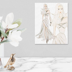 Lienzo Modelo de moda de acuarela de voz