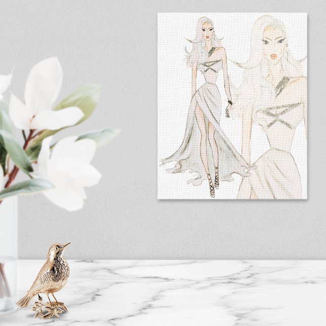 Lienzo Modelo de moda de acuarela de voz (Subido por el creador)