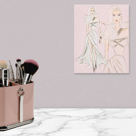 Lienzo Modelo de moda de color de agua Rosa polvoriento