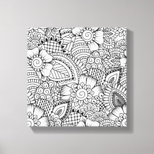 Lienzo Modelo floral 6 del Doodle