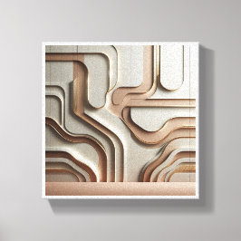 Lienzo Modern 3D Geometric Paths Abstract - Luxury Cream 