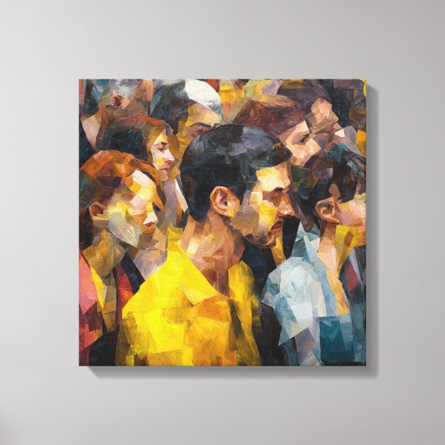 Lienzo Modern Abstract Crowd Faces Expressionism Vibrant  (Anverso)