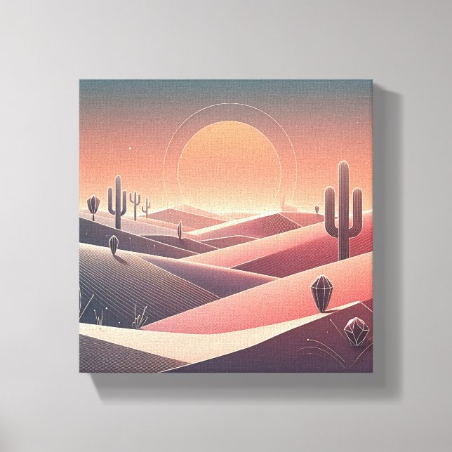 Lienzo Modern Abstract Desert Landscape - Geometric Sunse (Anverso)