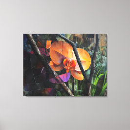 Lienzo Modern Art Abstract Cubist Orchid Stretched Canvas