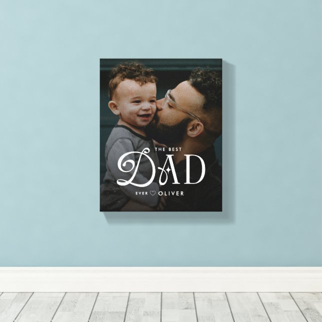 Lienzo Modern Best Dad Ever Photo Personalized Canvas (Insitu (piso de madera))