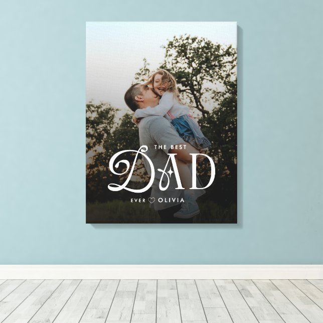 Lienzo Modern Best Dad Ever Photo Personalized Canvas (Insitu (piso de madera))