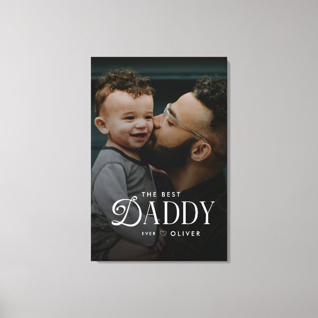 Lienzo Modern Best Daddy Ever Photo Personalized Canvas (Anverso)