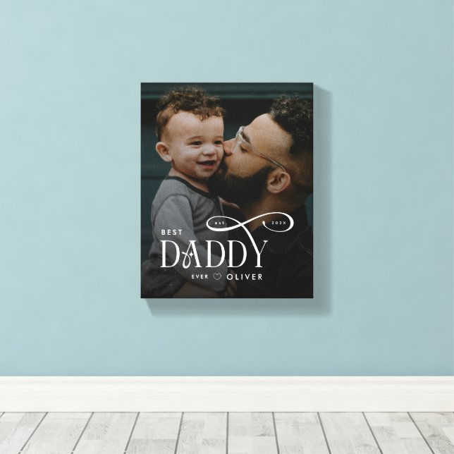 Lienzo Modern Best Daddy Ever Photo Personalized Canvas (Insitu (piso de madera))