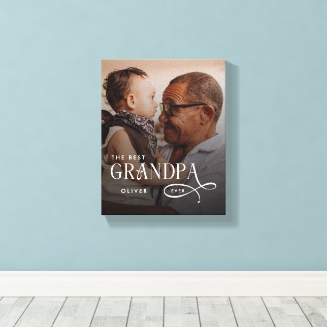Lienzo Modern Best GrandPa Ever Photo Personalized (Insitu (piso de madera))