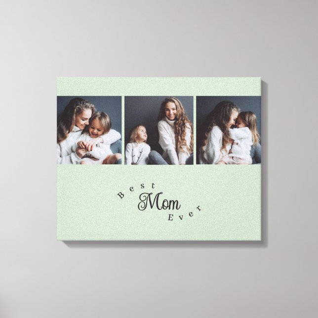 Lienzo Modern Best Mom Ever Elegant Script 3 Photo (Anverso)