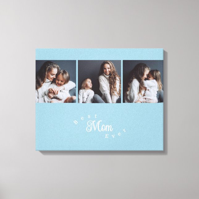 Lienzo Modern Best Mom Ever Elegant Script 3 Photo (Anverso)