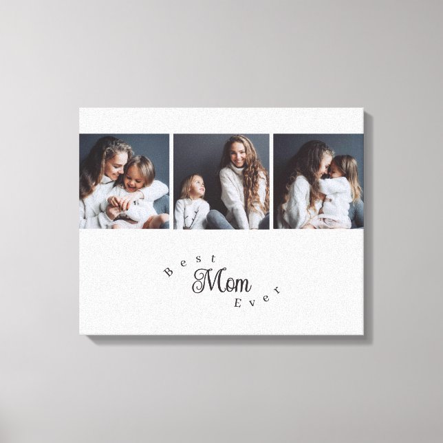 Lienzo Modern Best Mom Ever Elegant Script 3 Photo (Anverso)