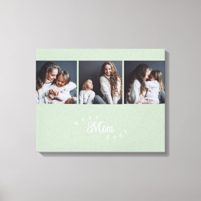 Lienzo Modern Best Mom Ever Elegant Script 3 Photo (Anverso)