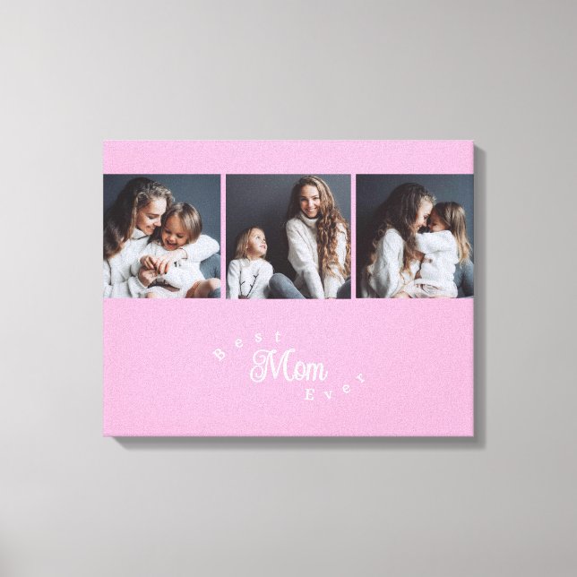 Lienzo Modern Best Mom Ever Elegant Script 3 Photo (Anverso)