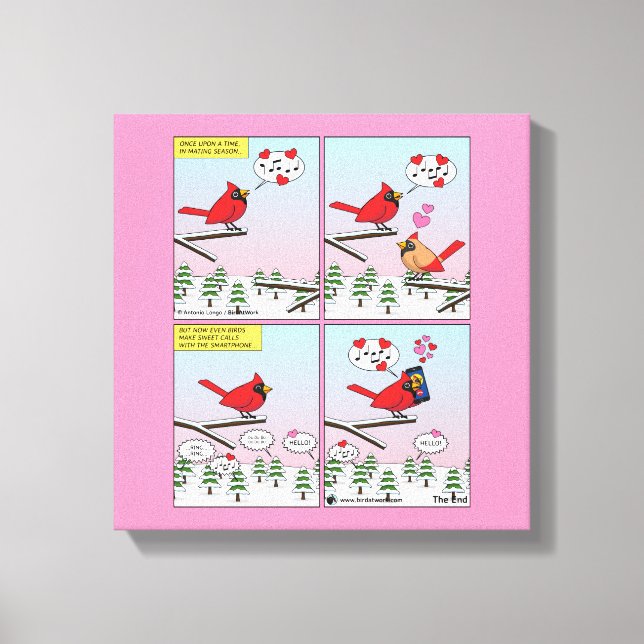 Lienzo Modern Bird Mating Calls Comic (Anverso)
