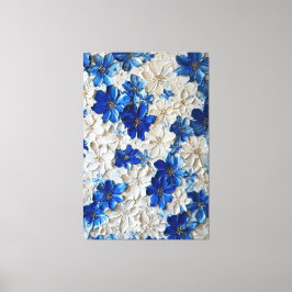 Lienzo Modern Blue and White Floral Abstract Wall Art  