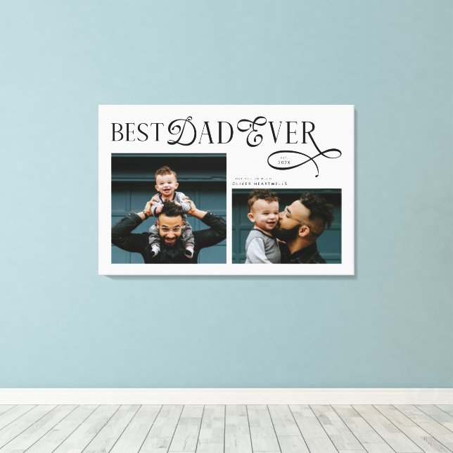 Lienzo Modern Elegant Best Dad Ever 2 Photos Fathers Day (Insitu (piso de madera))