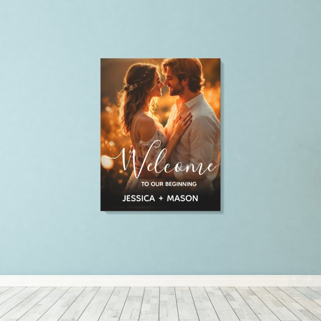 Lienzo Modern Elegant Script Wedding Welcome  (Insitu (piso de madera))
