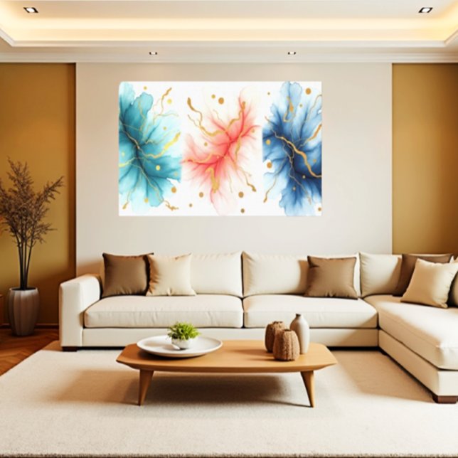 Lienzo Modern Fluid Ink Swirls in Gold Abstract Canvas (Subido por el creador)