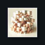 Lienzo Modern Geometric Metallic Cubes - 3D Rose Gold and<br><div class="desc">A clean and sophisticated 3D abstract featuring a cluster of interlocking metallic cubes in varying sizes. The blend of satin rose gold,  champagne,  and silver finishes creates a balanced,  architectural composition against a neutral background. Perfect for minimalist offices,  modern tech spaces,  or as a chic contemporary focal point.</div>