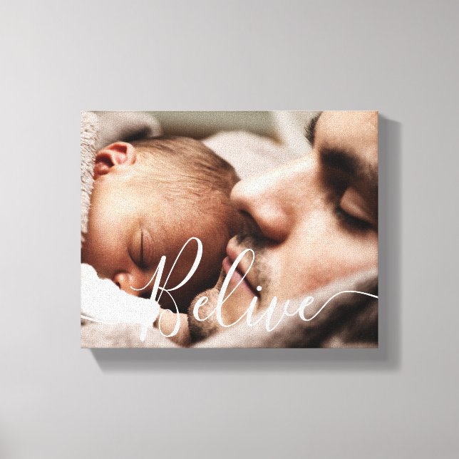 Lienzo Modern handwritten script Believe Canvas Print (Anverso)