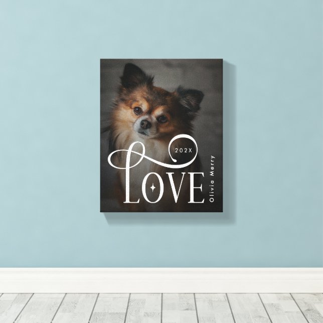 Lienzo Modern Love Custom Dog Pets Photo Monogram (Insitu (piso de madera))