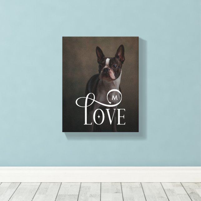 Lienzo Modern Love Custom Dog Pets Photo Monogram (Insitu (piso de madera))