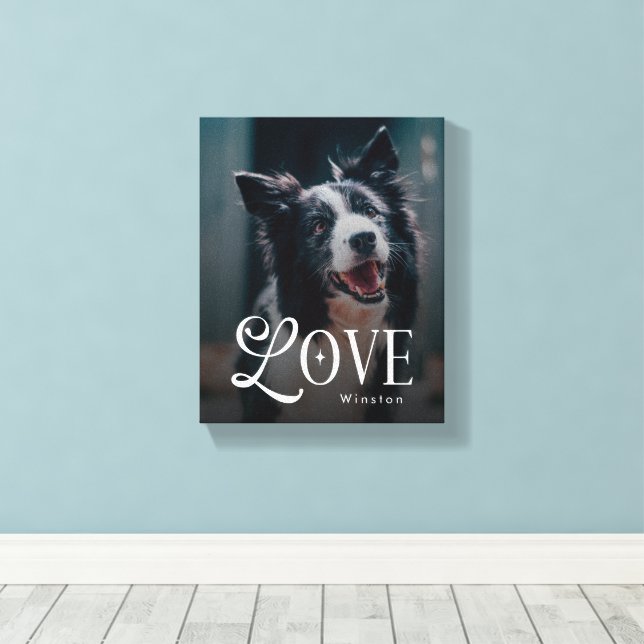 Lienzo Modern Love Custom Dog Pets Photo Monogram (Insitu (piso de madera))