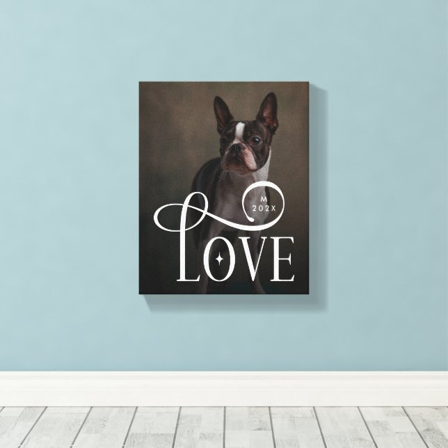 Lienzo Modern Love Custom Dog Pets Photo Monogram (Insitu (piso de madera))