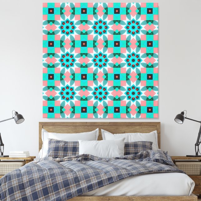 Lienzo Modern Mediterranean Star Tile Pattern Accent Pill (Insitu(Dormitorio))