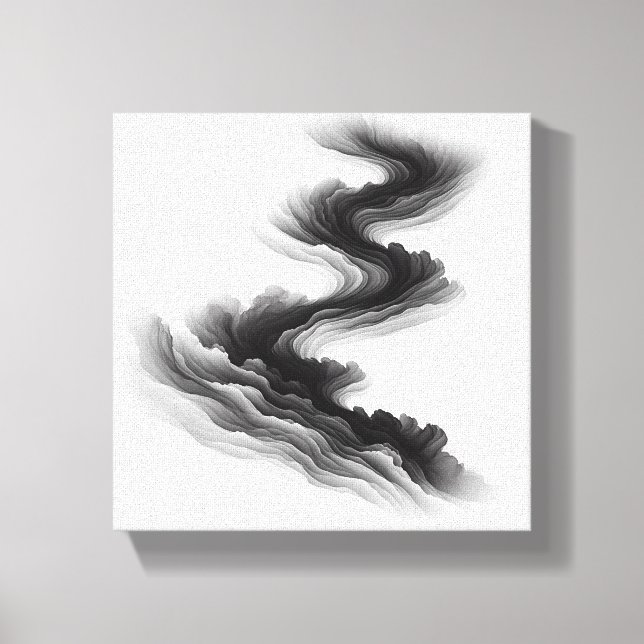 Lienzo Modern Minimalist Abstract Layered Flow - Smoke  (Anverso)