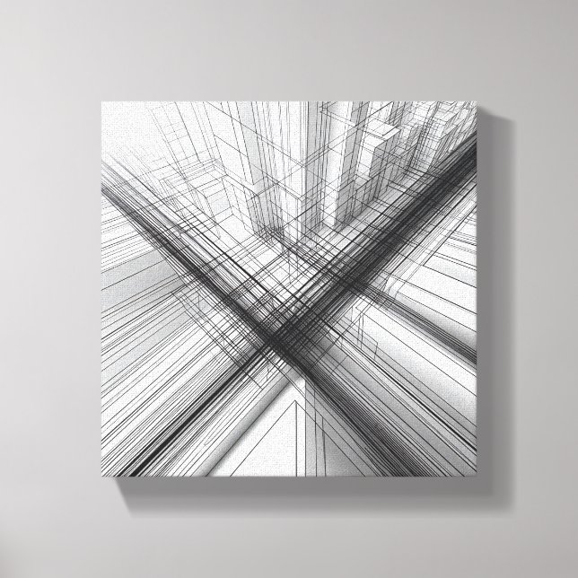 Lienzo Modern Minimalist Urban Wireframe - Abstract 3D  (Anverso)