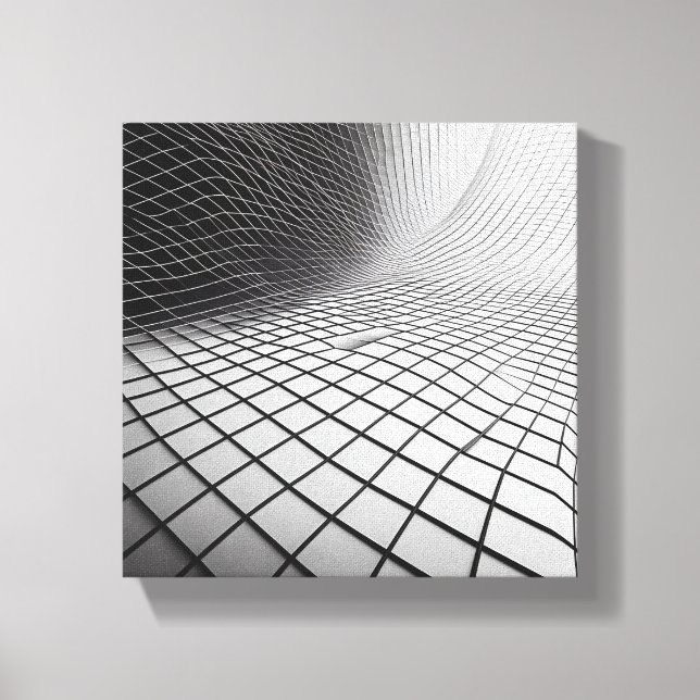 Lienzo Modern Minimalist Wavy Grid Art - 3D Abstract Wire (Anverso)