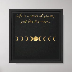 Lienzo Modern Moon Phases Wall Art   Celes de oro y negro