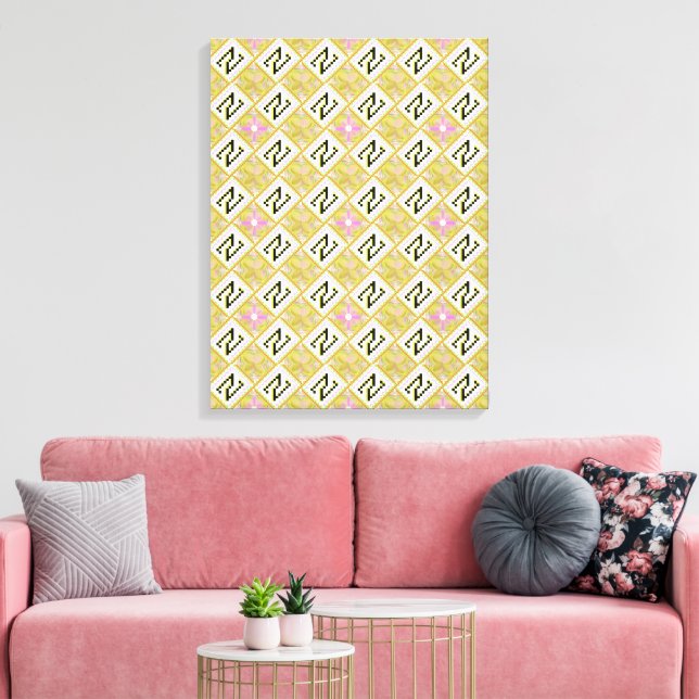 Lienzo Modern Olive & Magenta Geometric Tribal Pattern (Insitu (Sala de estar))
