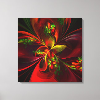 Lienzo Modern Red Green Floral Abstract Art Pattern #05