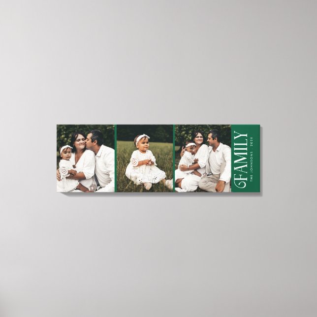 Lienzo Modern Script Family Custom 3 Photos Name  (Anverso)