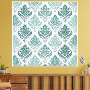 Lienzo Modern Teal Nordic Damask