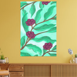 Lienzo Modern Vintage Blue Green Botanical Scene