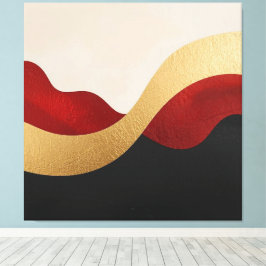 Lienzo Modern Wave Gold Red Black