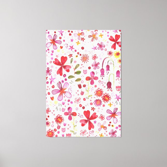 Lienzo Moderna acuarela de flores silvestres (Anverso)